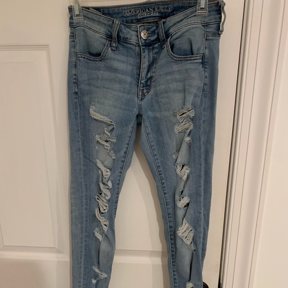 American Eagle super ripped jeans